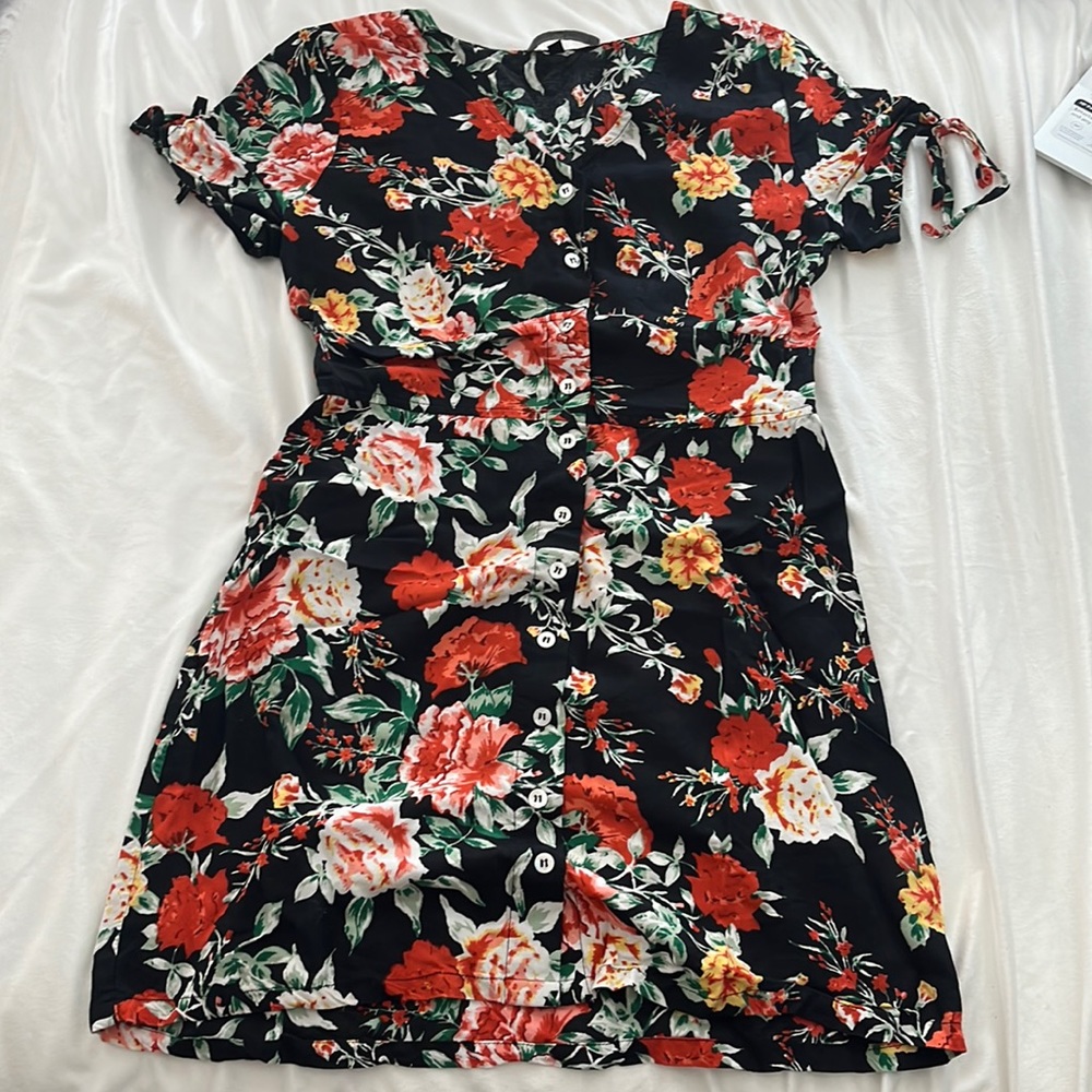 BLACK FLORAL WOMENS DRESS